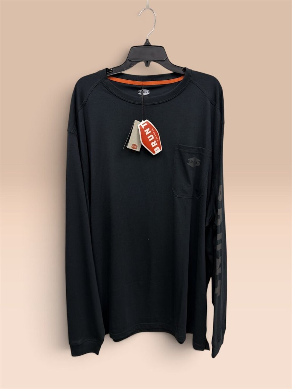 Black Brunt Long Sleeve Pocket Tee, Size XL, Brand New